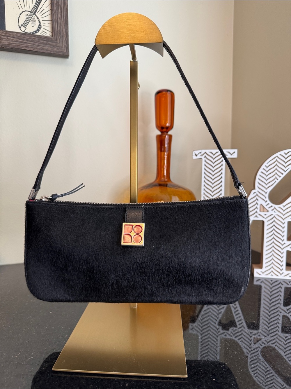 Kate Spade Signature York Cortina Pony Hair Pia Bag Baguette Handbag